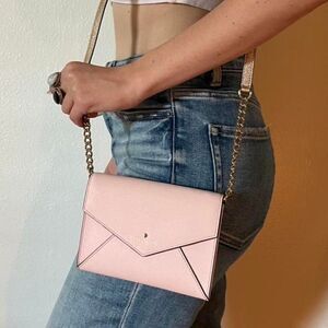 Kate Spade Monday Pink Envelope Flap Crossbody Purse Preppy Barbie Girly